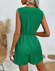 Sleeveless cross neck romper