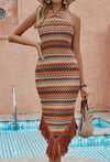 Bohemian slim fitting halter dress