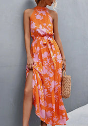 Orange print halter strap