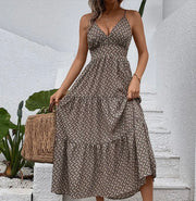 Hanging strap printed dress