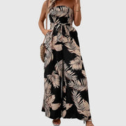 Printed strapless jumpsuit