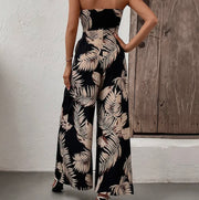 Printed strapless jumpsuit