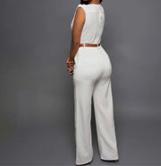 Slim fit V neck sleeveless jumpsuit