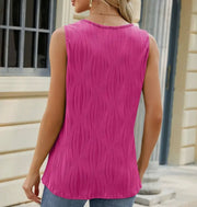 Pink color round neck sleeveless metal hoop vest