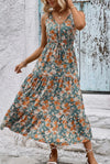 Floral sleeveless tiered dress