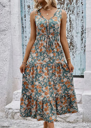 Floral sleeveless tiered dress