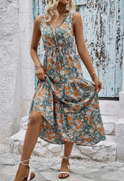 Floral sleeveless tiered dress