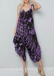 Purple tie dye harem jumpsuit