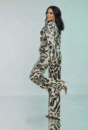 Satin zebra print jumpsuit