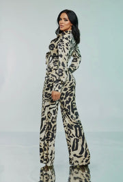 Satin zebra print jumpsuit