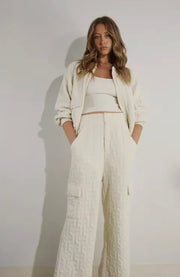 Embossed Bomber & Long Pants Set