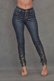 Gold Foil Skinny Jeans