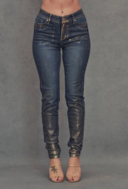 Gold Foil Skinny Jeans