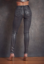 Silver Foil Skinny Jeans