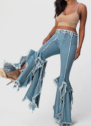 Ruffle Flare Denim Jeans