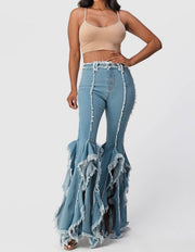 Ruffle Flare Denim Jeans