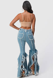 Ruffle Flare Denim Jeans