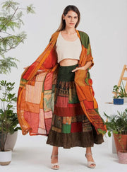 Mixed-Patch Kimono with Pockets