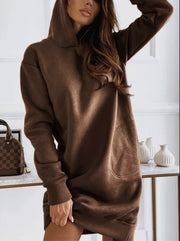 Long Sleeve Hooded Sweatshirt Dress