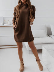 Long Sleeve Hooded Sweatshirt Dress