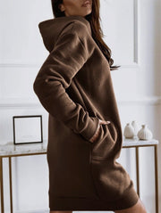 Long Sleeve Hooded Sweatshirt Dress