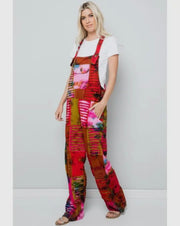 Patchwork Red Jumpsuit