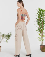 COTTON PANT WITH MUSHROOM PRINT ON LOWER POCKETS