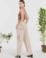 COTTON PANT WITH MUSHROOM PRINT ON LOWER POCKETS