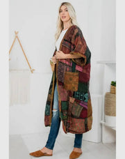 Patchwork long short sleeve jacket