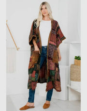 Patchwork long short sleeve jacket