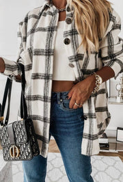 Loose Fit Plaid Big Buttoned Jacket