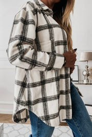 Loose Fit Plaid Big Buttoned Jacket