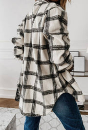 Loose Fit Plaid Big Buttoned Jacket