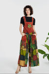 Wide leg patchwork jumpsuit