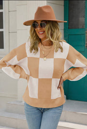 Women’s Checkerboard Pattern Sweater