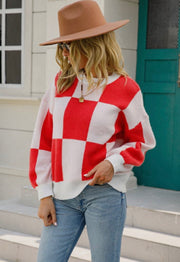 Women’s Checkerboard Pattern Sweater