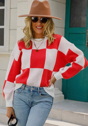 Women’s Checkerboard Pattern Sweater