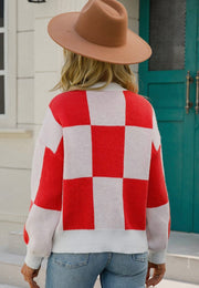 Women’s Checkerboard Pattern Sweater