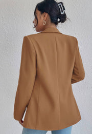 WOMEN OPEN FRONT MID LENGTH BLAZER WITH POCKETS