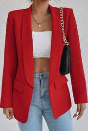 WOMEN OPEN FRONT MID LENGTH BLAZER WITH POCKETS