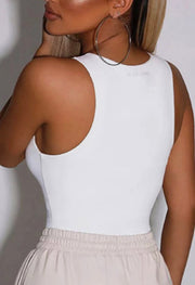 Women Sleeveless Basic Crew Neck Bodysuit