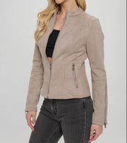 Faux Suede Fitted Jacket