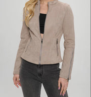 Faux Suede Fitted Jacket