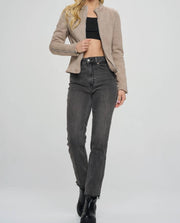 Faux Suede Fitted Jacket