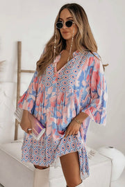 Kira Oversized Abstract Floral Tunic Dress-pink