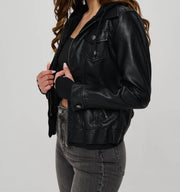 Vegan Leather Girl Next Door Hooded Jacket