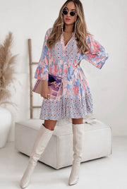 Kira Oversized Abstract Floral Tunic Dress-pink