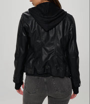 Vegan Leather Girl Next Door Hooded Jacket