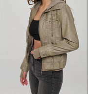 Vegan Leather Girl Next Door Hooded Jacket