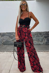 Kym Roses Wide Leg Trousers-RED